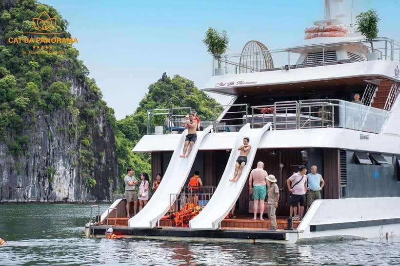 Cat Ba: Sunset on Lan Ha Bay with Sunset Party - Cruising Lan Ha Bay: sandy beaches, islands, and the sunset timing