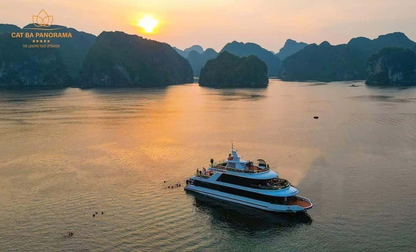 Cat Ba: Sunset on Lan Ha Bay with Sunset Party - Cai Beo Floating Village and the marine culture museum moment