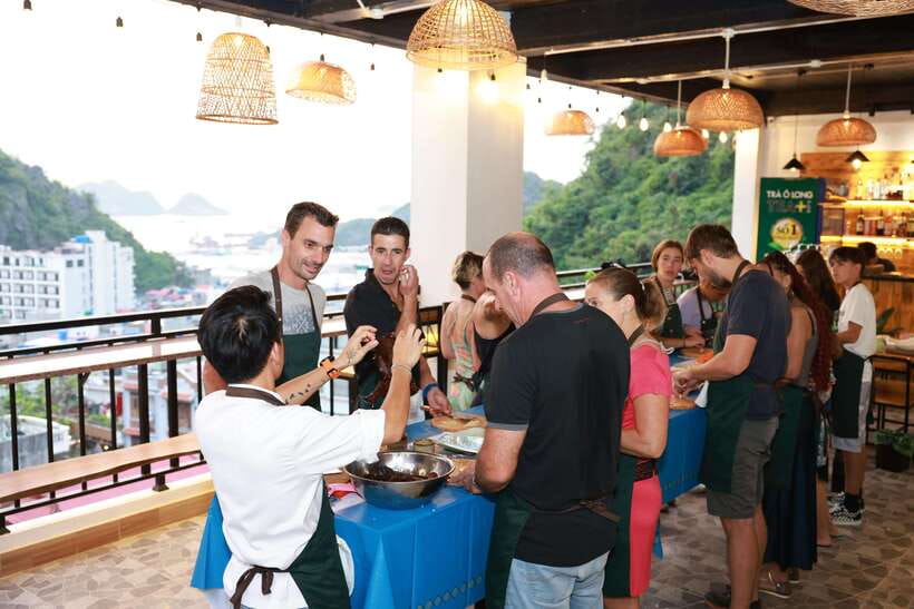 CatBa: Authentic Vietnam Cooking Class and local market tour - The Sunset Meal, Music, and Egg Coffee Reward