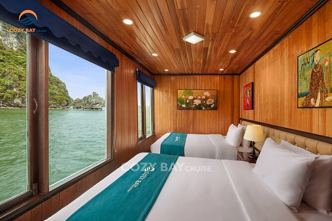 CozyBay Cruise-The Best Small Group 2D/1N inHalong-All inclusive - Sleep setup: A/C private cabins, and the mixed reality