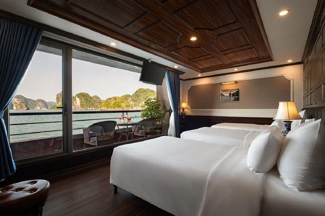 Doris Cruise 5 star cruise 2 days visiting Halong Bay Lan Ha Bay private balcony - Onboard rhythm: cooking class, tai chi, and the sundeck as a hub