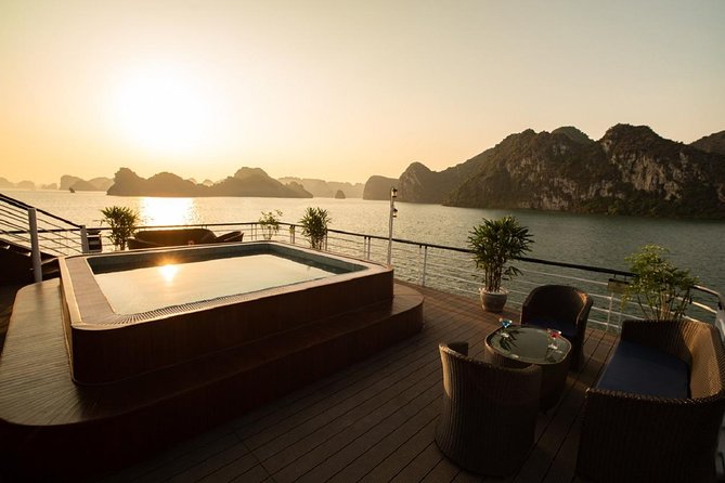 Doris Cruise 5 star cruise 2 days visiting Halong Bay Lan Ha Bay private balcony - Day 2 Lan Ha Bay: Dark and Bright Cave by tender, then back to Hanoi