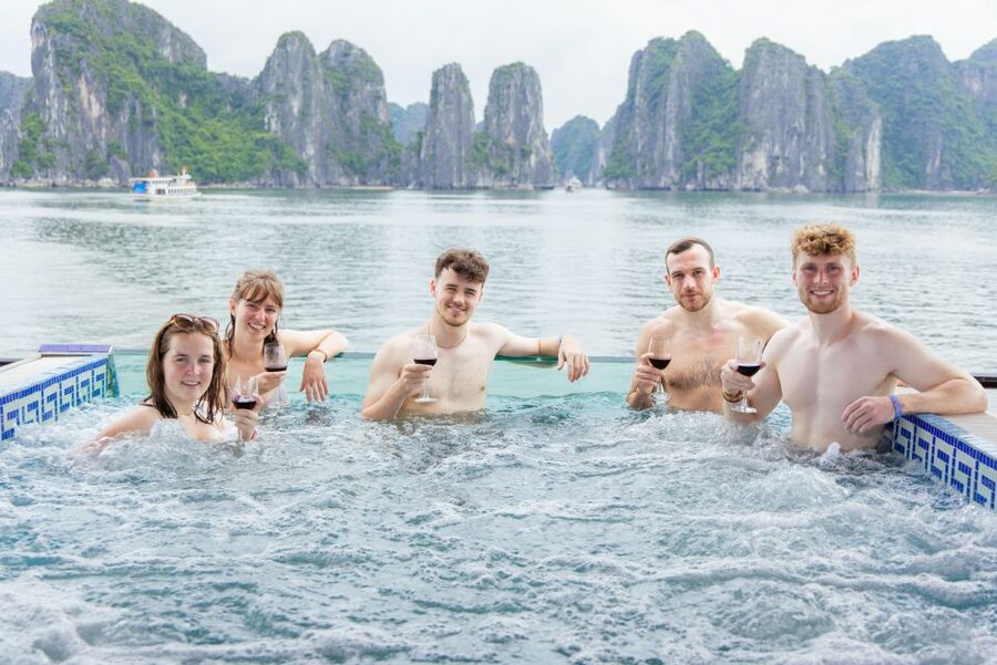 From Hanoi: 1-Day Halong 5-Star Cruise w/Jacuzzi & Limousine - Luon Cave time: kayak or bamboo boat on quieter water