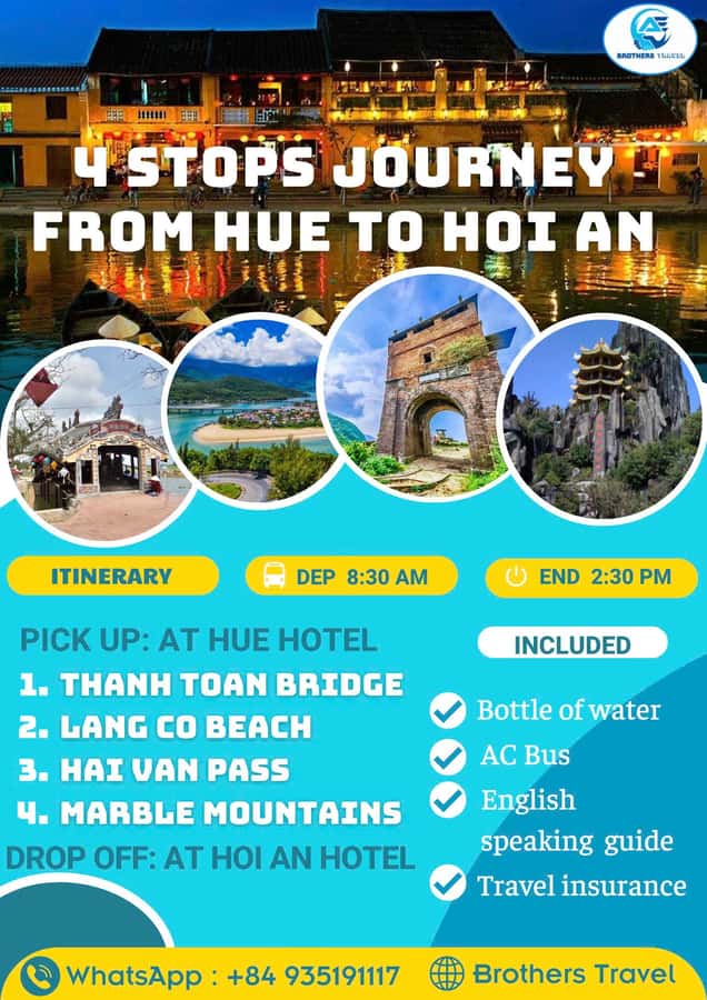 From Hue: Hoi An Guided Bus Tour with 4 Sightseeing Stops - Pickup in Hue, drop-off in Hoi An, and how the day actually flows