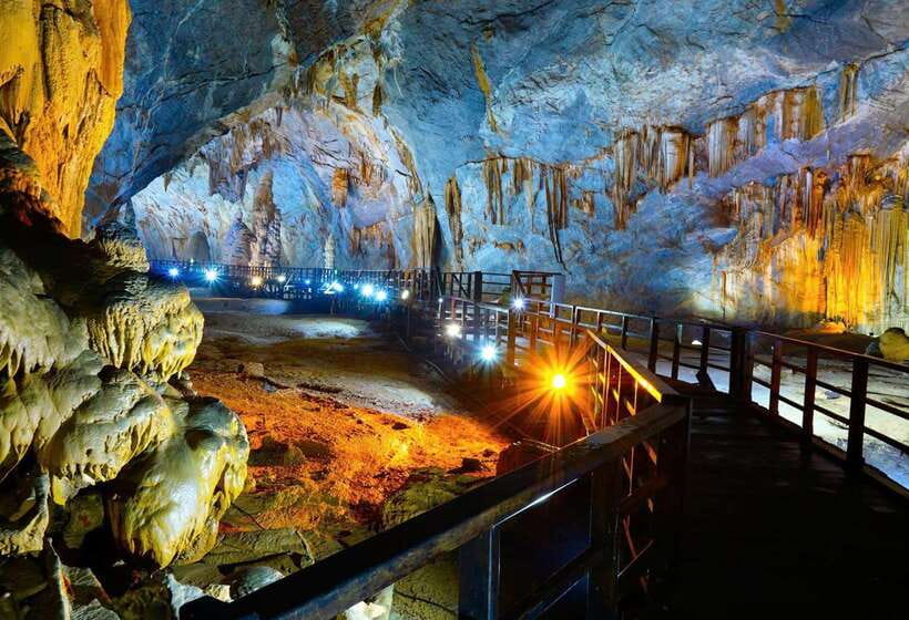 From Hue: Phong Nha Cave & Paradise Cave Full-Day Trip - Phong Nha Cave: Son River Boat Ride First, Flashlight Magic Inside