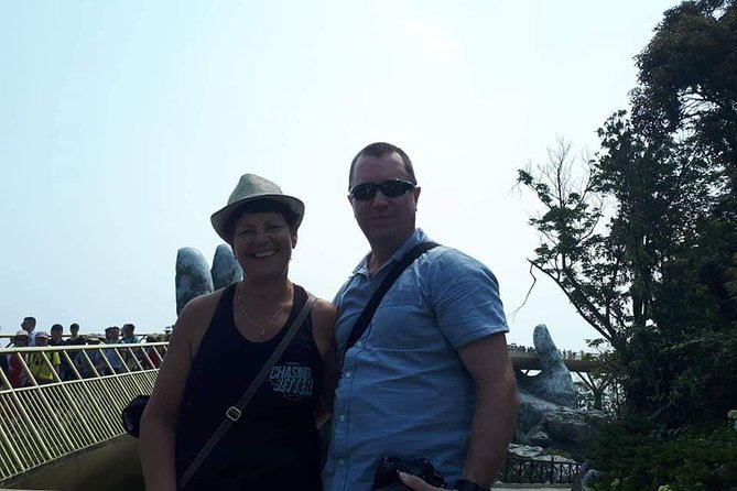 Golden Bridge-Marble Mountain-Hoi An City -Boat Ride-Night Market - French Village and the religious stops that turn it from theme park to place