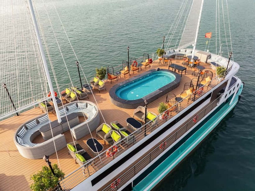 Ha Long Bay day trip with Luxury cruise - The Amethyst cruise ship comfort: Jacuzzi, sundeck, and bathrooms
