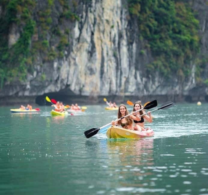 Halong 6 Hours Cruise: Kayak, Cave, Lunch, Beach & Island - Lunch on Board, Plus the Sunset Party Snack Setup
