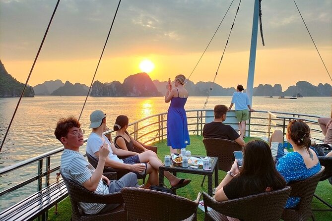 Halong Bay Day Tour 6Hour Deluxe Cruise Limousine Bus Small Group - The deluxe cruise loop: tea at sunset and time to catch your breath