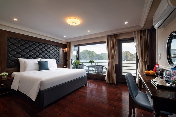 Halong Pandora 5 Star Cruise 2D1N-All Inclusive, cave, transfer - The cabin with private ocean-view balcony, what “5-star” should mean here