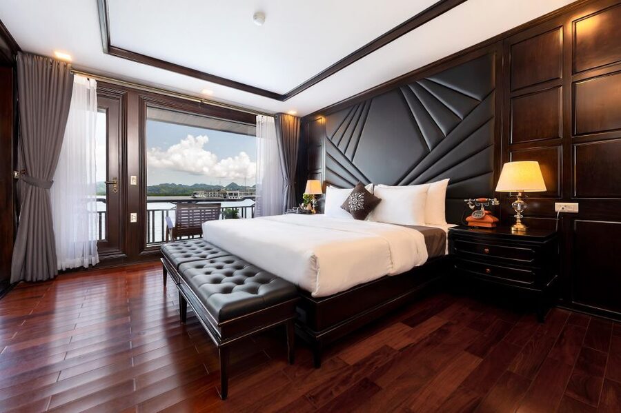 Hanoi: 2-Day Halong & Lan Ha Bay 5-Star Cruise with Balcony - Day 1 plan: Lunch, caves or beach, sunset tea, spring roll class