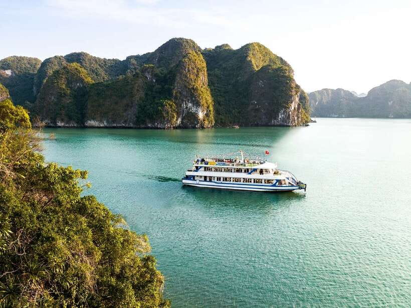 Limestone karsts rising out of Ha Long Bay
