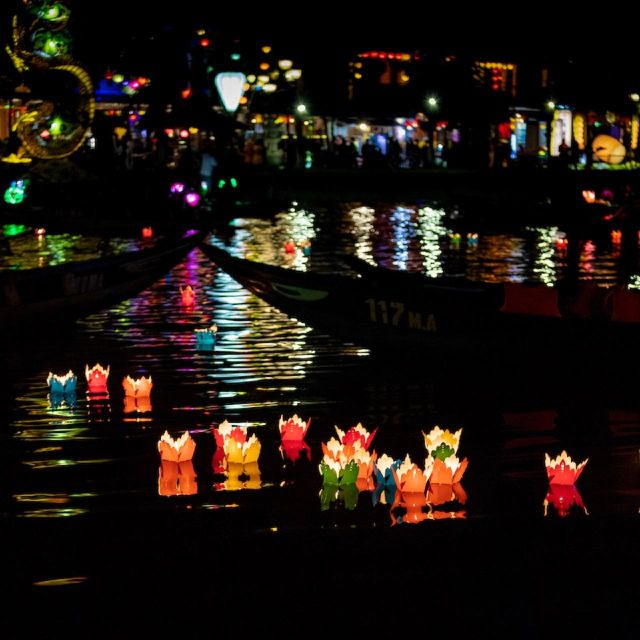 Hoi An : Hoai River Boat Trip by Night and Floating Lantern - Hoi An after dark, from the Hoai River