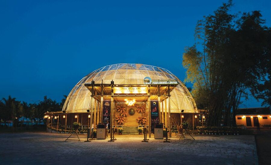 Hoi An: Teh Dar Vietnamese Bamboo Circus at Lune Center - Live tribal-instrument music, the rhythm that ties the scenes together