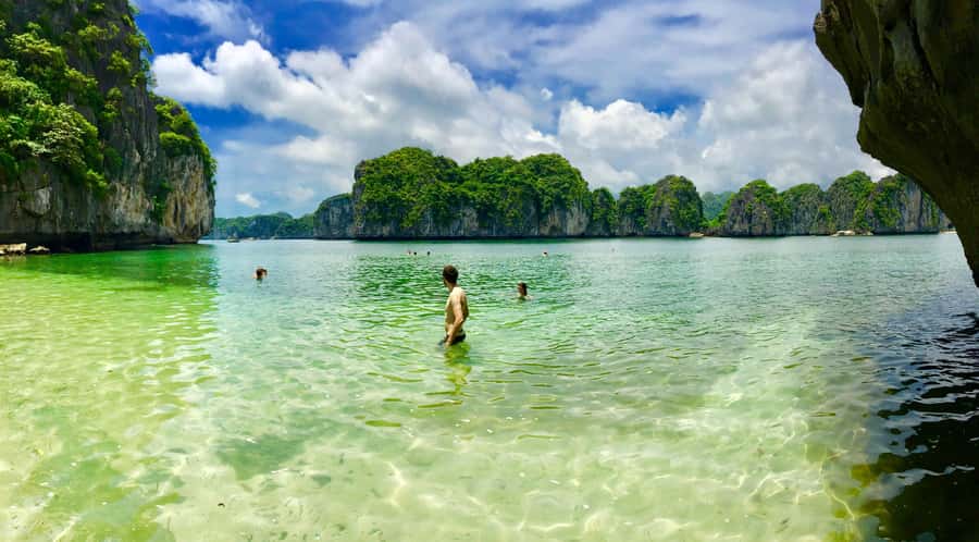 Lan Ha bay cruise and kayak (small group guaranteed) - Ba Trai Dao Beach: quiet swimming, temple beach views, and more paddling