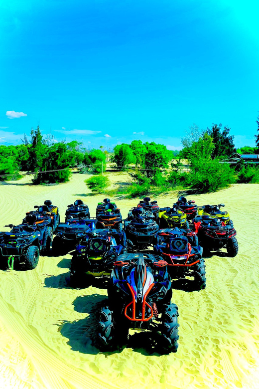Mui Ne special: Quad Bike ATV drive by yourself+ Jeep &Guide - White Sand Dunes entrance, then quad bike ATV driving for 15 minutes each