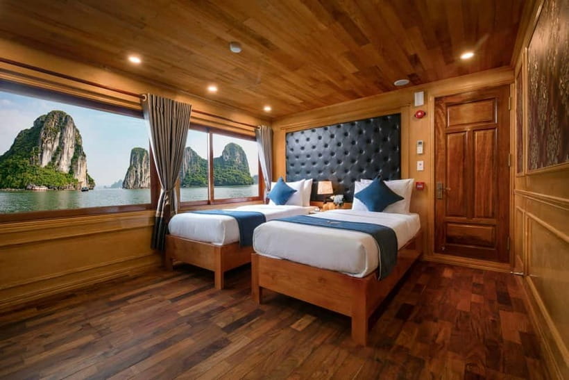 Ninh Binh: Lan Ha, Halong bay luxury cruises with balcony - Day 1 Kayaking, Swimming, Happy Hour, Squid Fishing, and Fish Massage