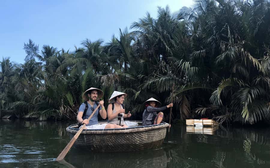 Rural Cycle, Market Tour, Basket Boat & Organic Farm Cooking - Harvesting and cooking a Vietnamese lunch at the garden table