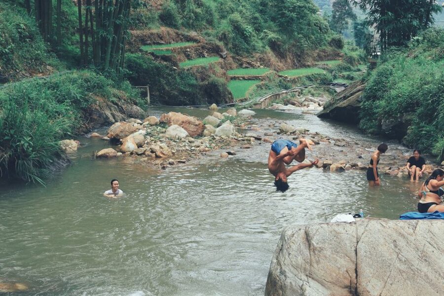 Sapa: Local Exploration on a Guided Motorbike Tour - Swimming in the cool river: do it once, do it smart