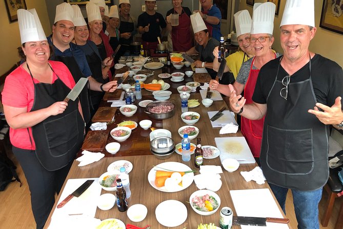 Vietnamese Food Cooking Class in Hanoi with Market Experience - Eating together: lunch or dinner, coffee and tea included